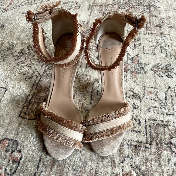 Tony Bianco REVOLVE Kimi Heel Blush Pink Kid Suede Fringe Women's Size 8 GUC - Picture 7 of 13